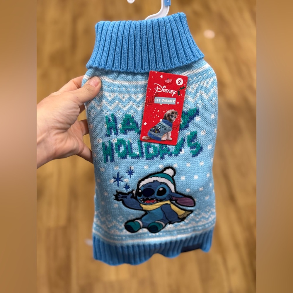 Disney Blue Stitch Holiday Pet Sweater